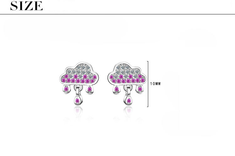 1 Pair Lady Modern Style Sweet Clouds Water Droplets Inlay Copper Rhinestones Ear Studs display picture 1