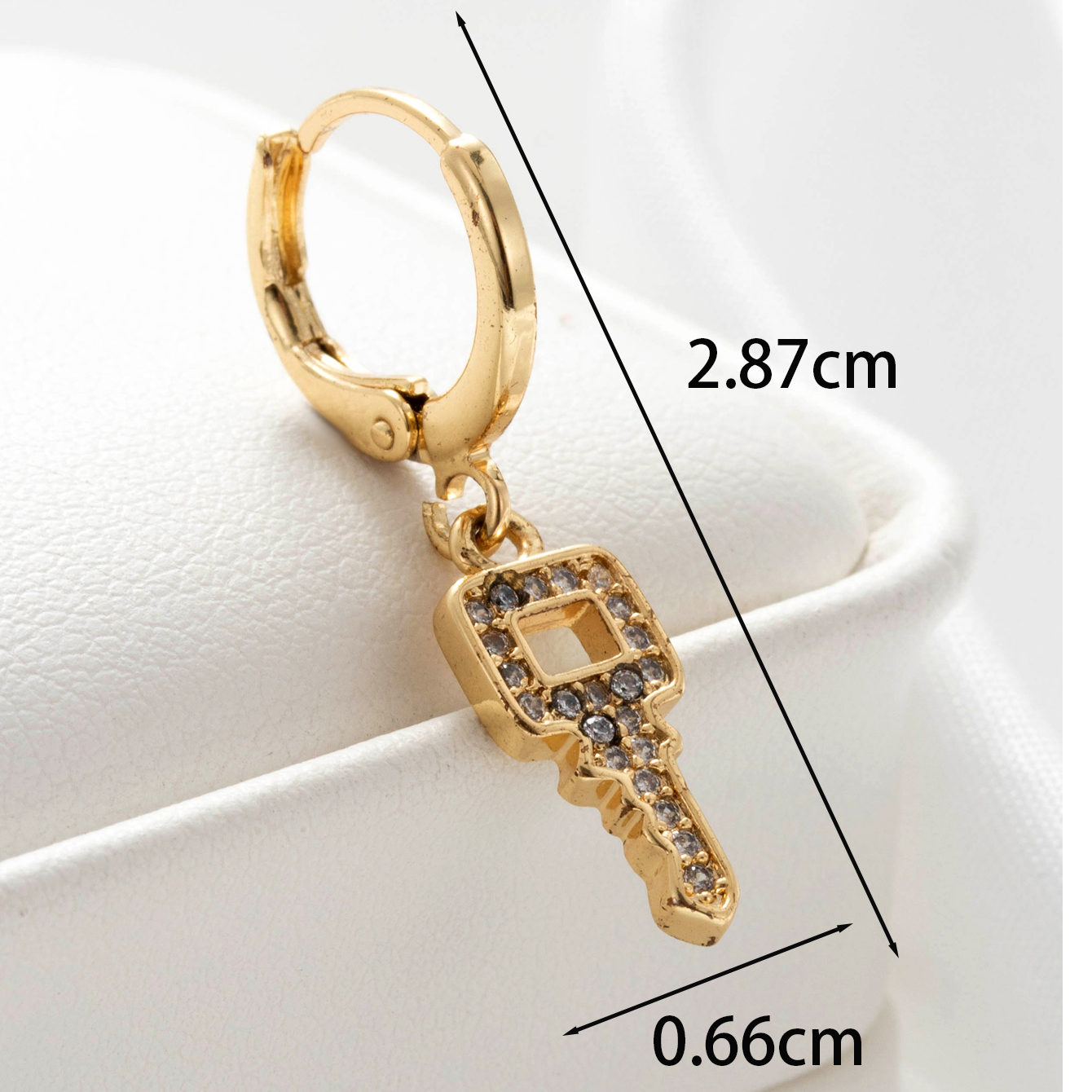 1 Piece Casual Simple Style Heart Shape Bow Knot Key Plating Inlay Copper Zircon Ear Studs display picture 2