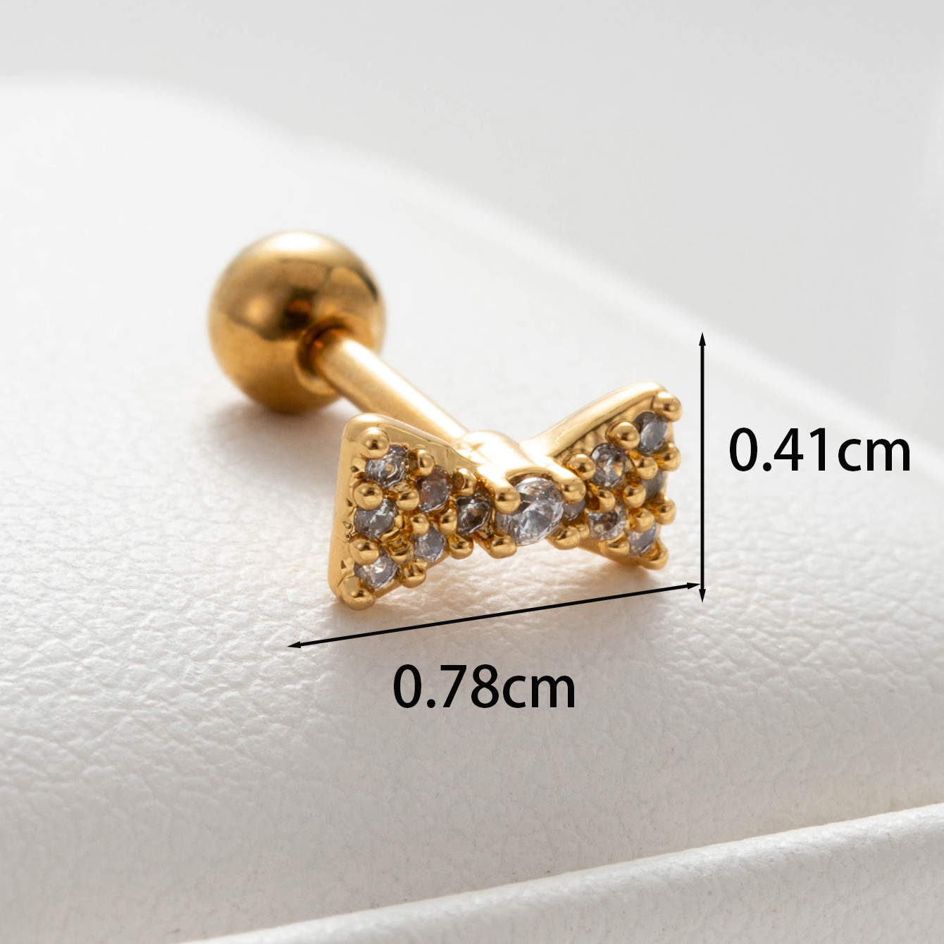 1 Piece Casual Simple Style Heart Shape Bow Knot Key Plating Inlay Copper Zircon Ear Studs display picture 3