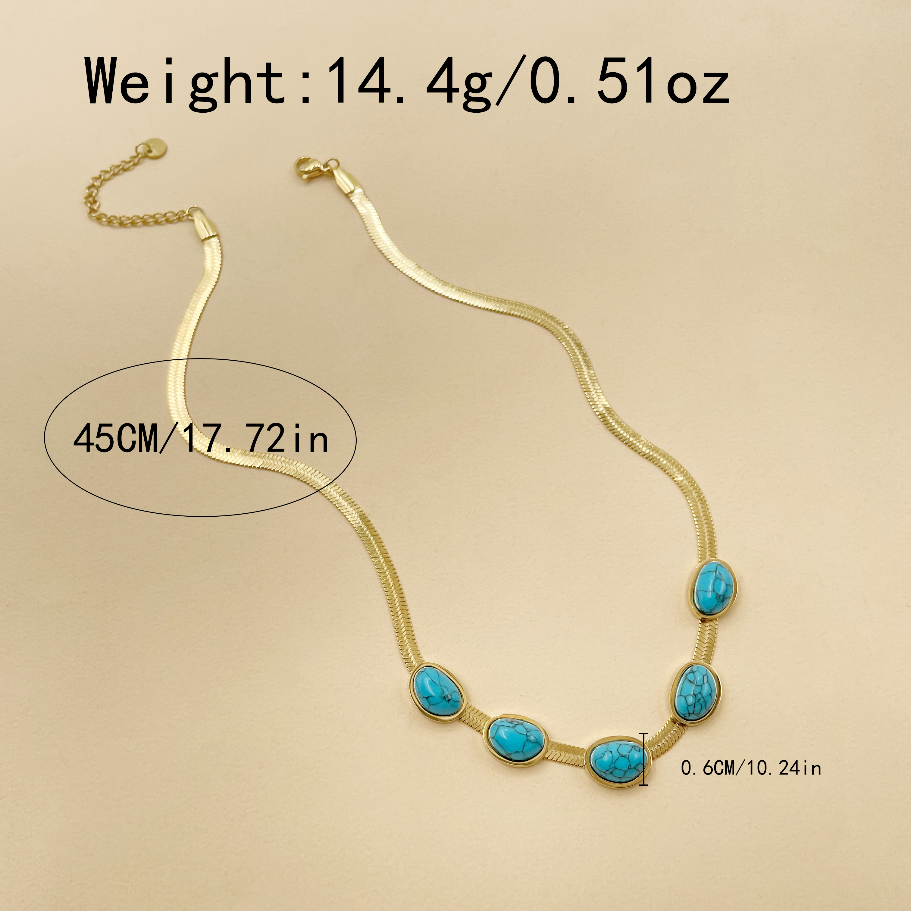 304 Stainless Steel Gold Plated Casual Hawaiian Beach Inlay Sun Leaves Eye Turquoise Pendant Necklace display picture 9