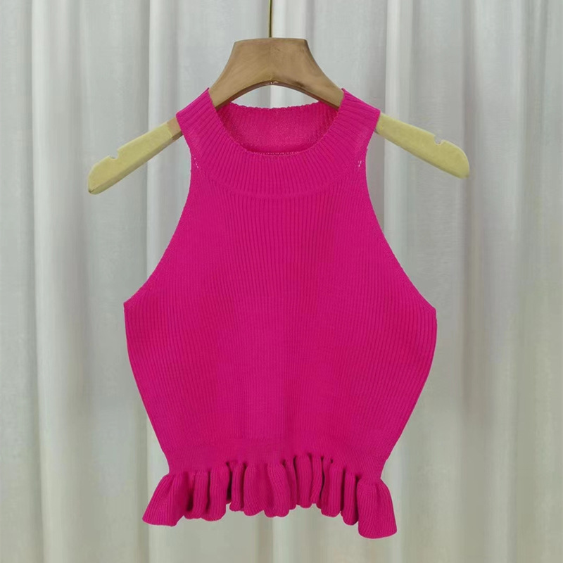 Women's Vest Tank Tops Ruffles Sexy Solid Color display picture 8
