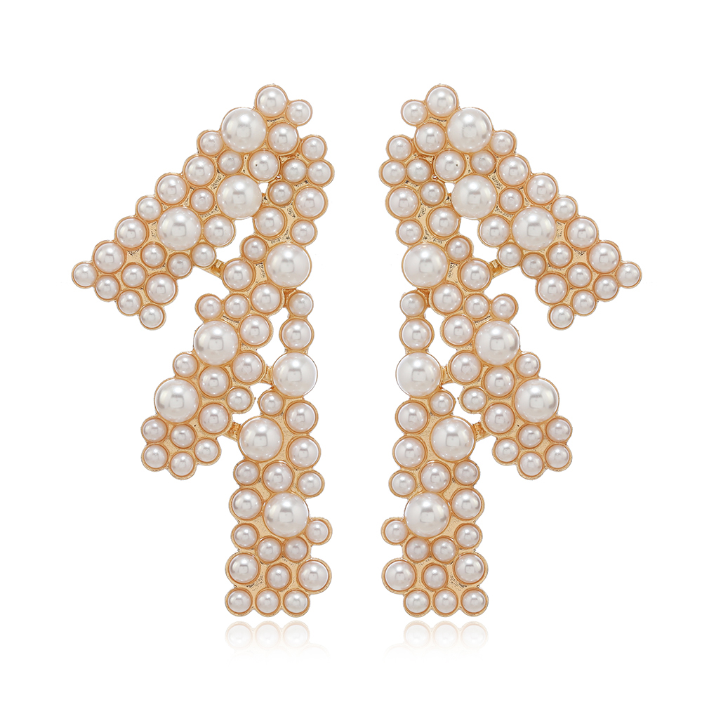 1 Pair Simple Style Classic Style Color Block Plating Inlay Alloy Rhinestones Pearl Gold Plated Ear Studs display picture 1