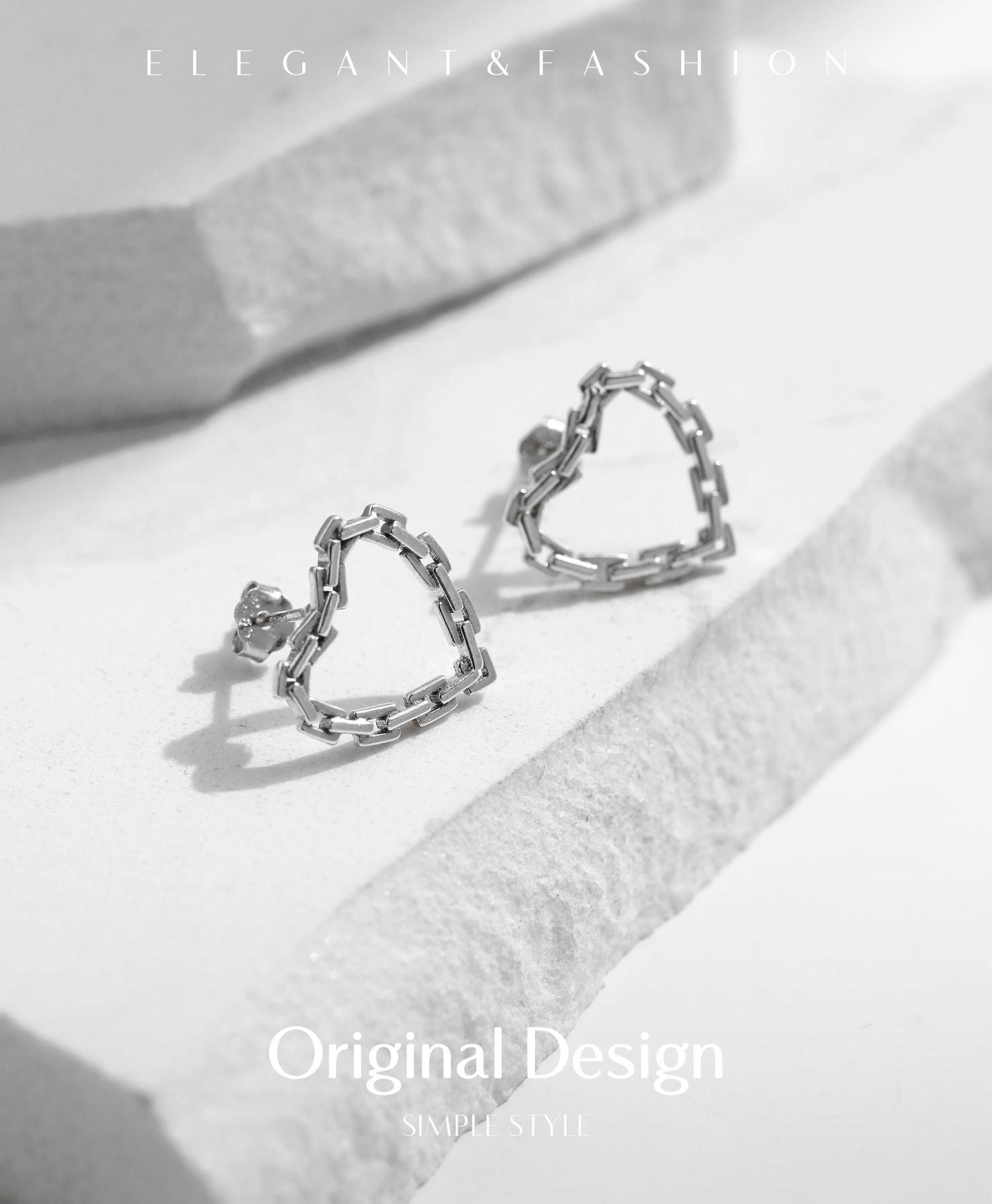1 Pair Casual Simple Style Heart Shape Plating Sterling Silver Silver Plated Ear Studs display picture 1