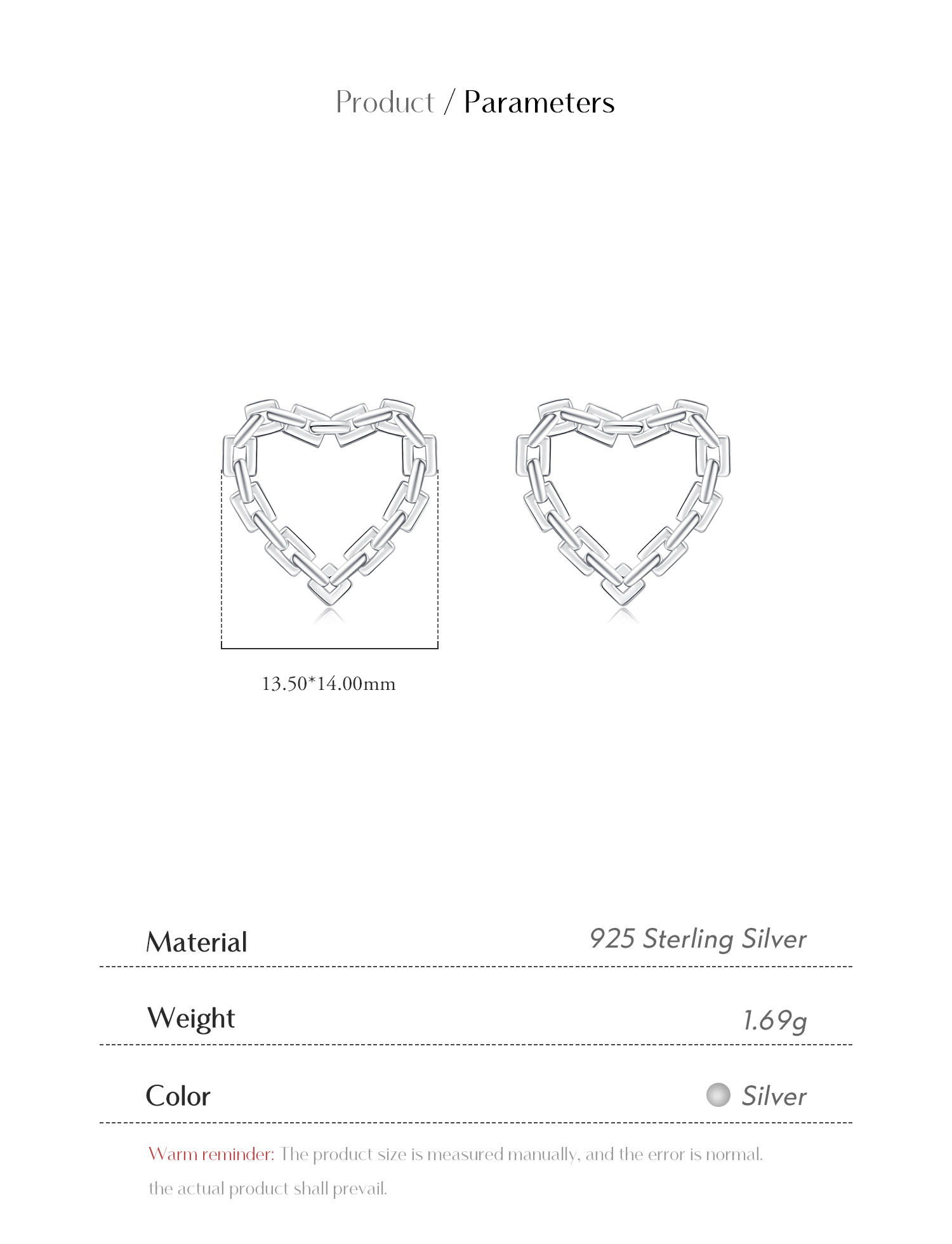 1 Pair Casual Simple Style Heart Shape Plating Sterling Silver Silver Plated Ear Studs display picture 4