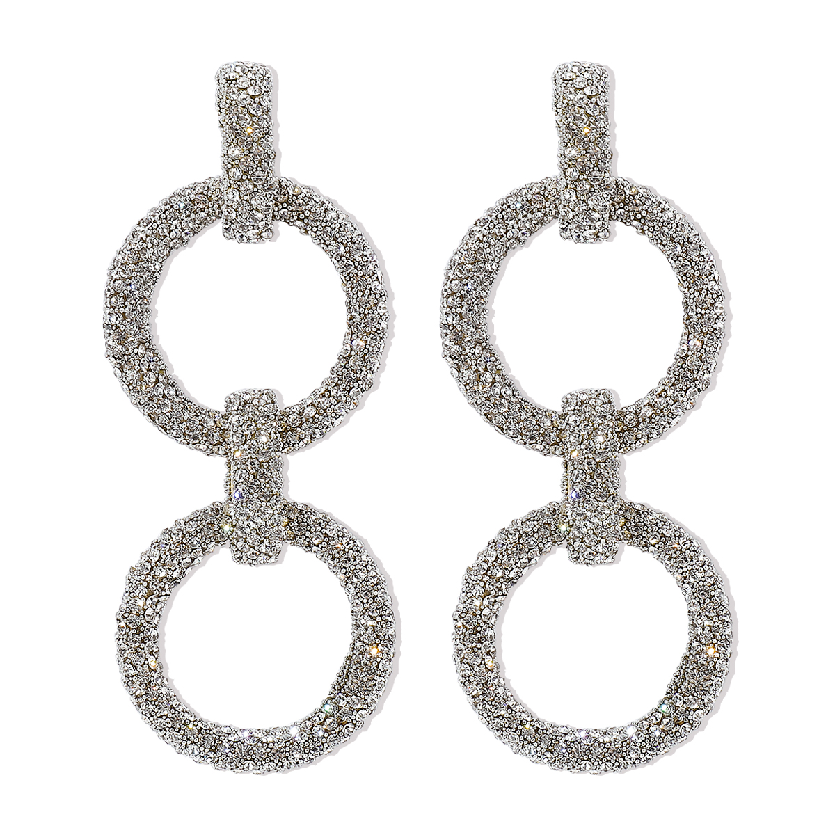 1 Pair Glam Exaggerated Geometric Plating Inlay Alloy Rhinestones Drop Earrings display picture 3