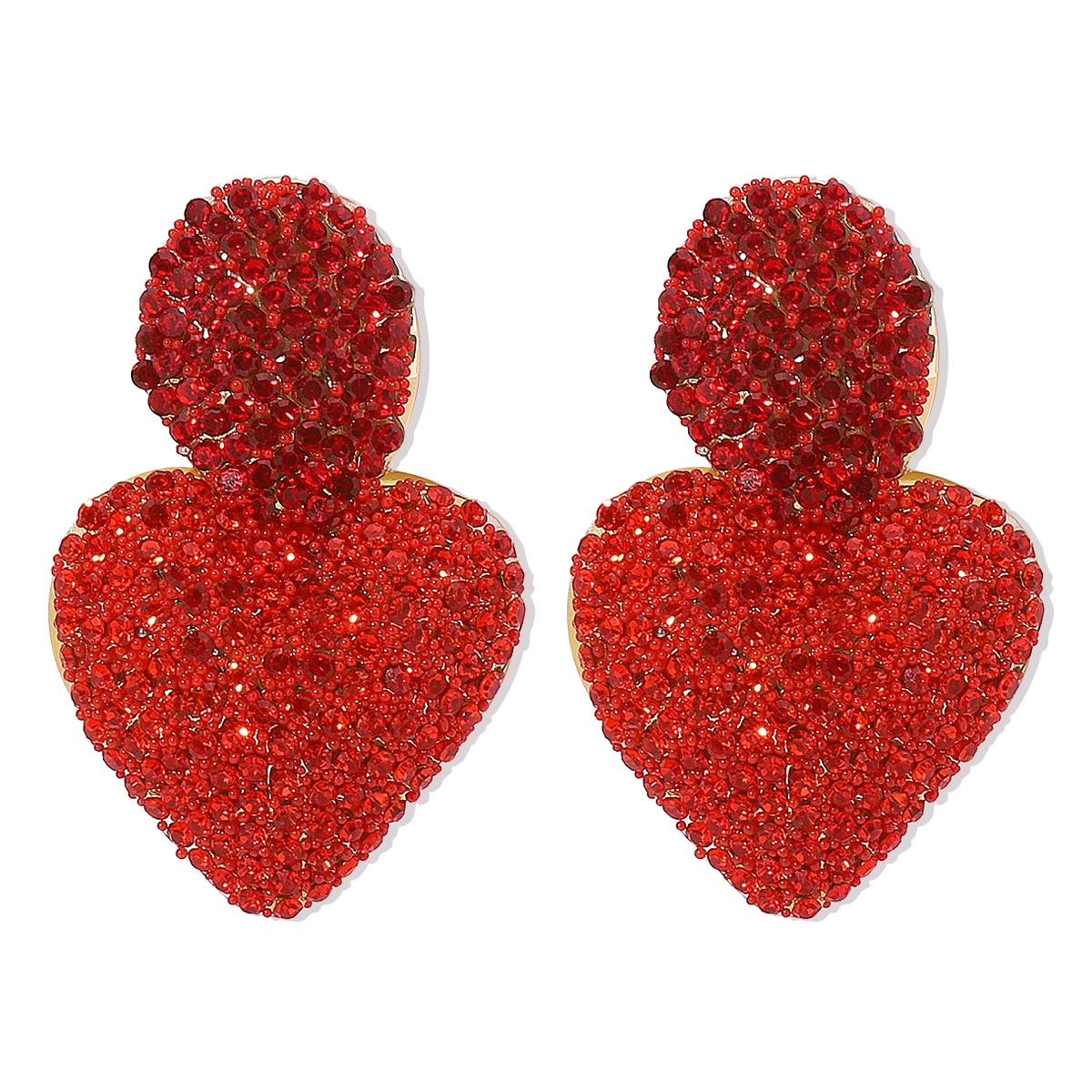 1 Pair Sweet Heart Shape Inlay Alloy Rhinestones Drop Earrings display picture 3