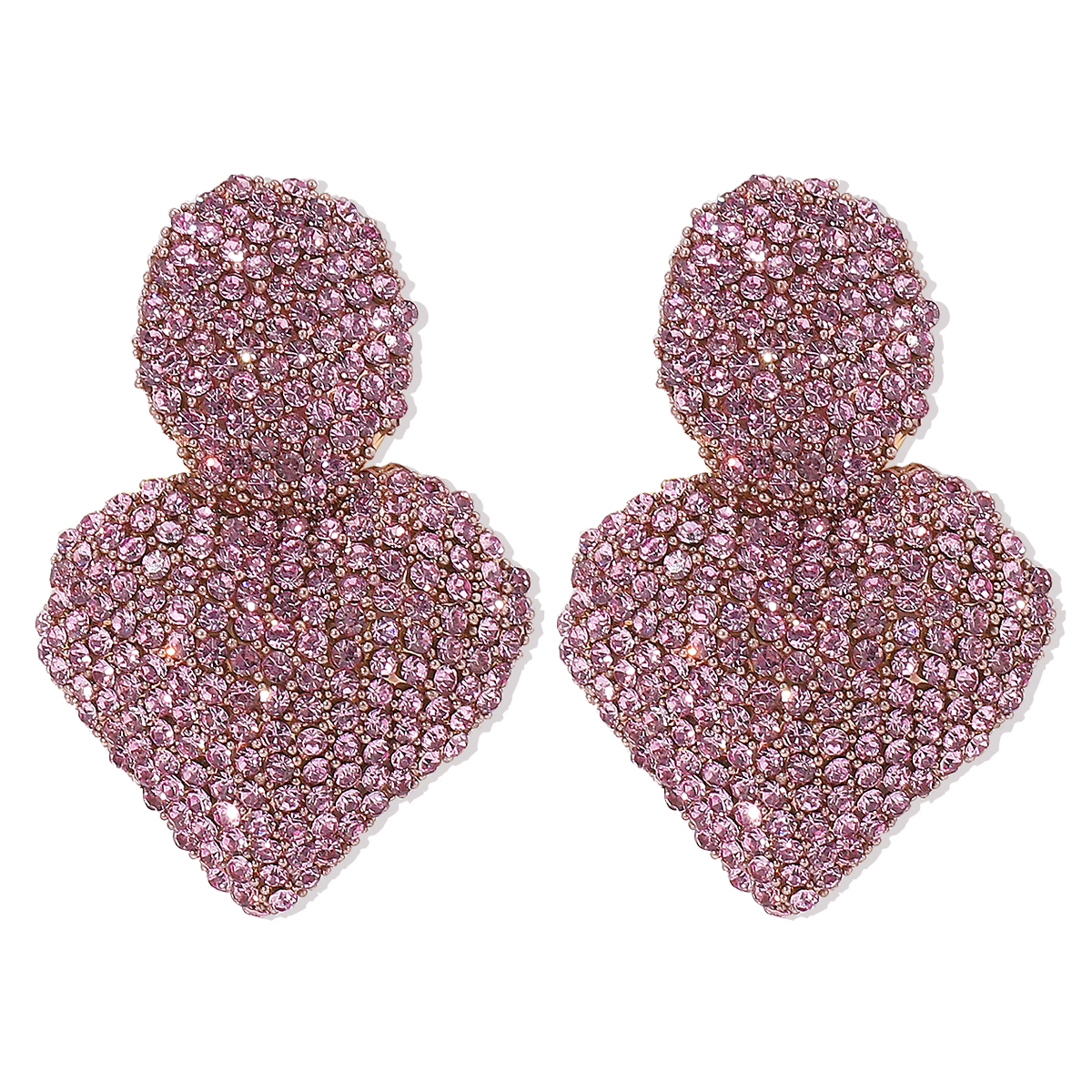 1 Pair Sweet Heart Shape Inlay Alloy Rhinestones Drop Earrings display picture 6