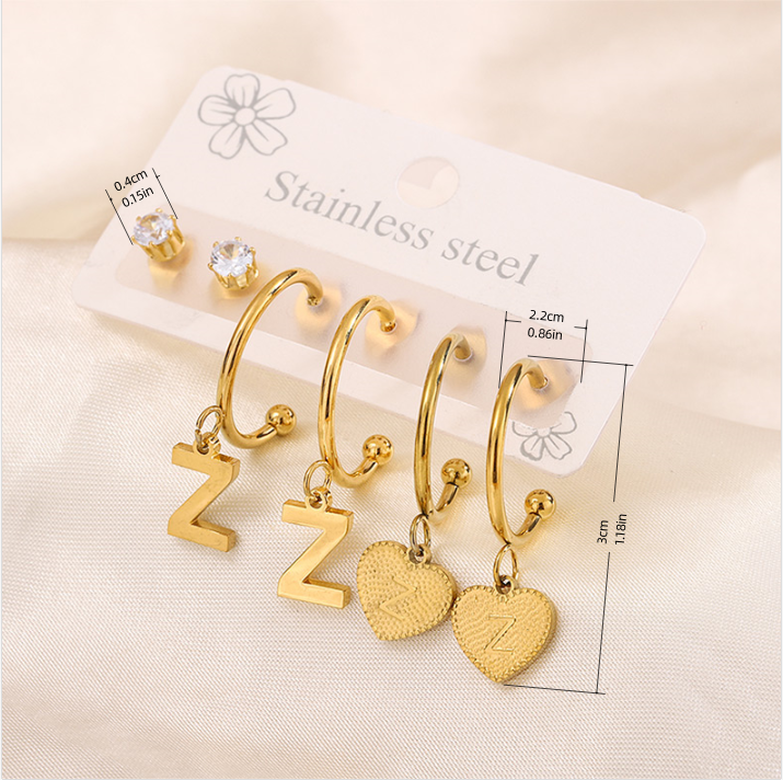 3 Pairs Simple Style Hand Of Fatima Heart Shape Flower Enamel 304 Stainless Steel 18K Gold Plated Drop Earrings Ear Studs display picture 11