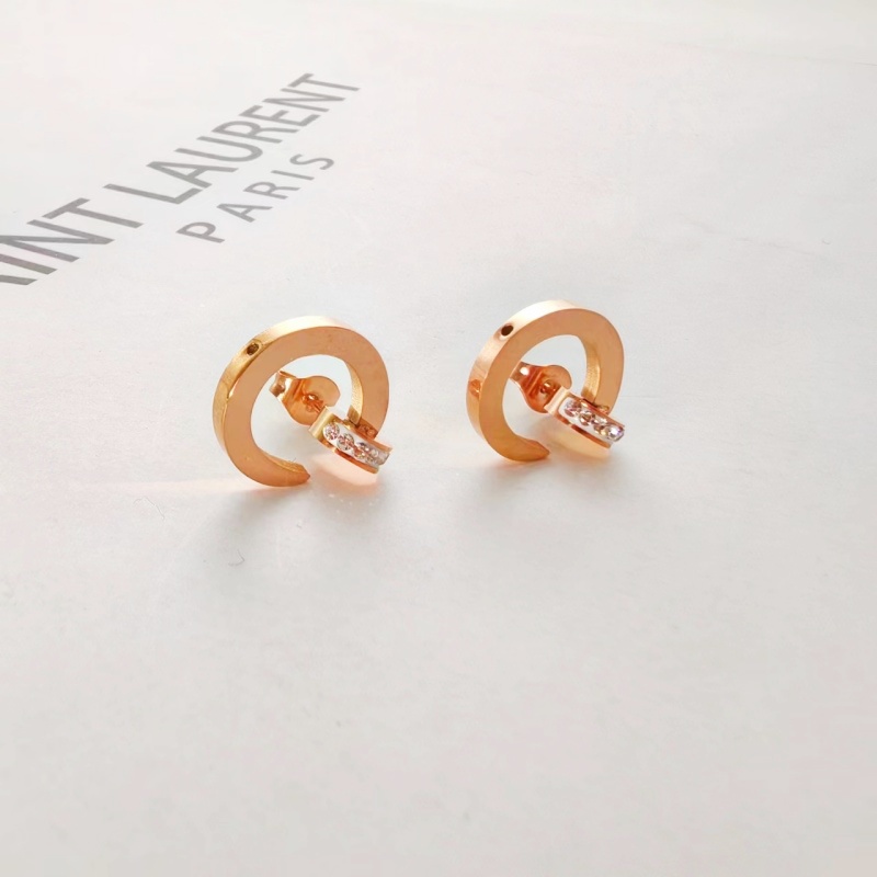1 Pair IG Style Elegant Simple Style Round Roman Numeral Inlay 304 Stainless Steel Rhinestones Gold Plated Ear Studs display picture 7