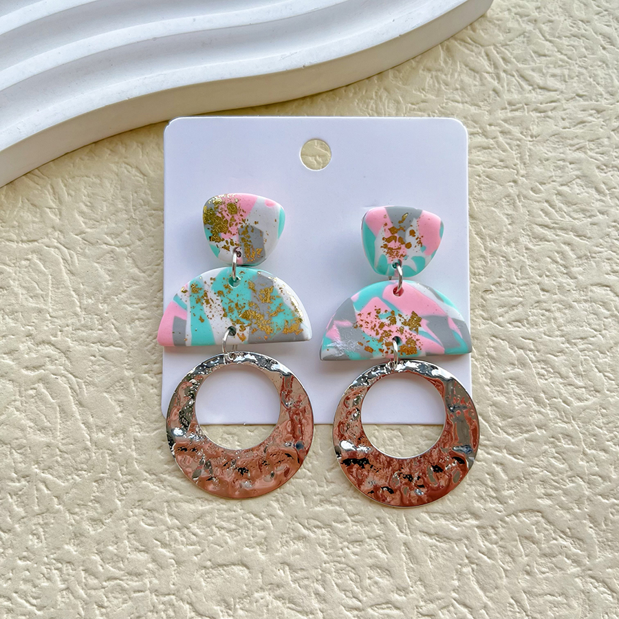 1 Pair Simple Style Irregular Camouflage Arylic Soft Clay 14K Gold Plated Dangling Earrings display picture 9