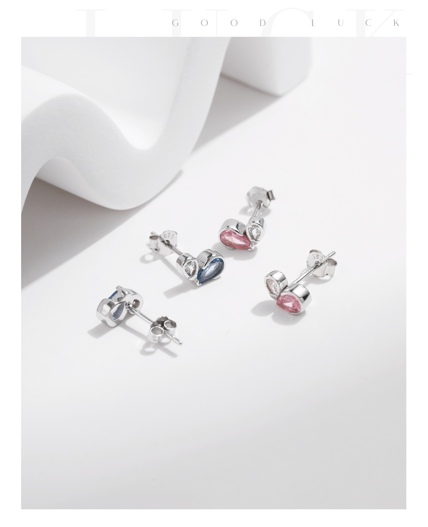 1 Pair Sweet Simple Style Heart Shape Plating Inlay Sterling Silver Zircon Silver Plated Ear Studs display picture 7