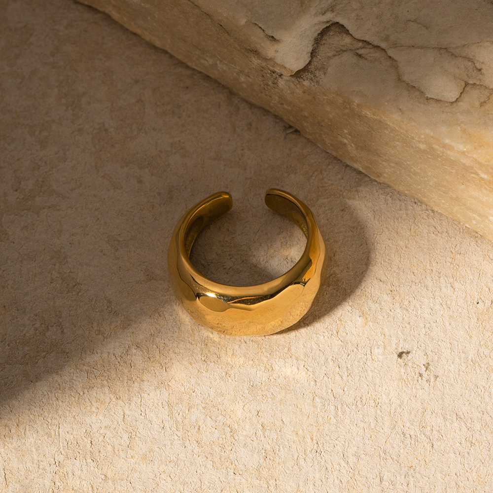 Edelstahl 304 18 Karat Vergoldet Einfacher Stil Klassischer Stil Überzug Einfarbig Ringe display picture 7