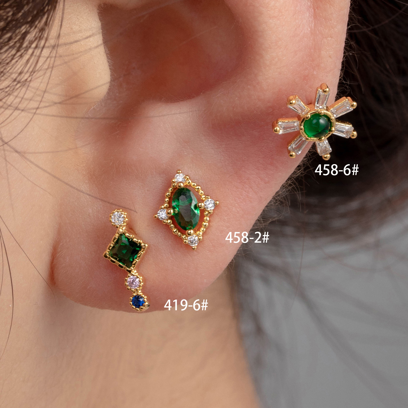 1 Piece Casual Simple Style Daisy Inlay Copper Zircon Ear Studs display picture 4