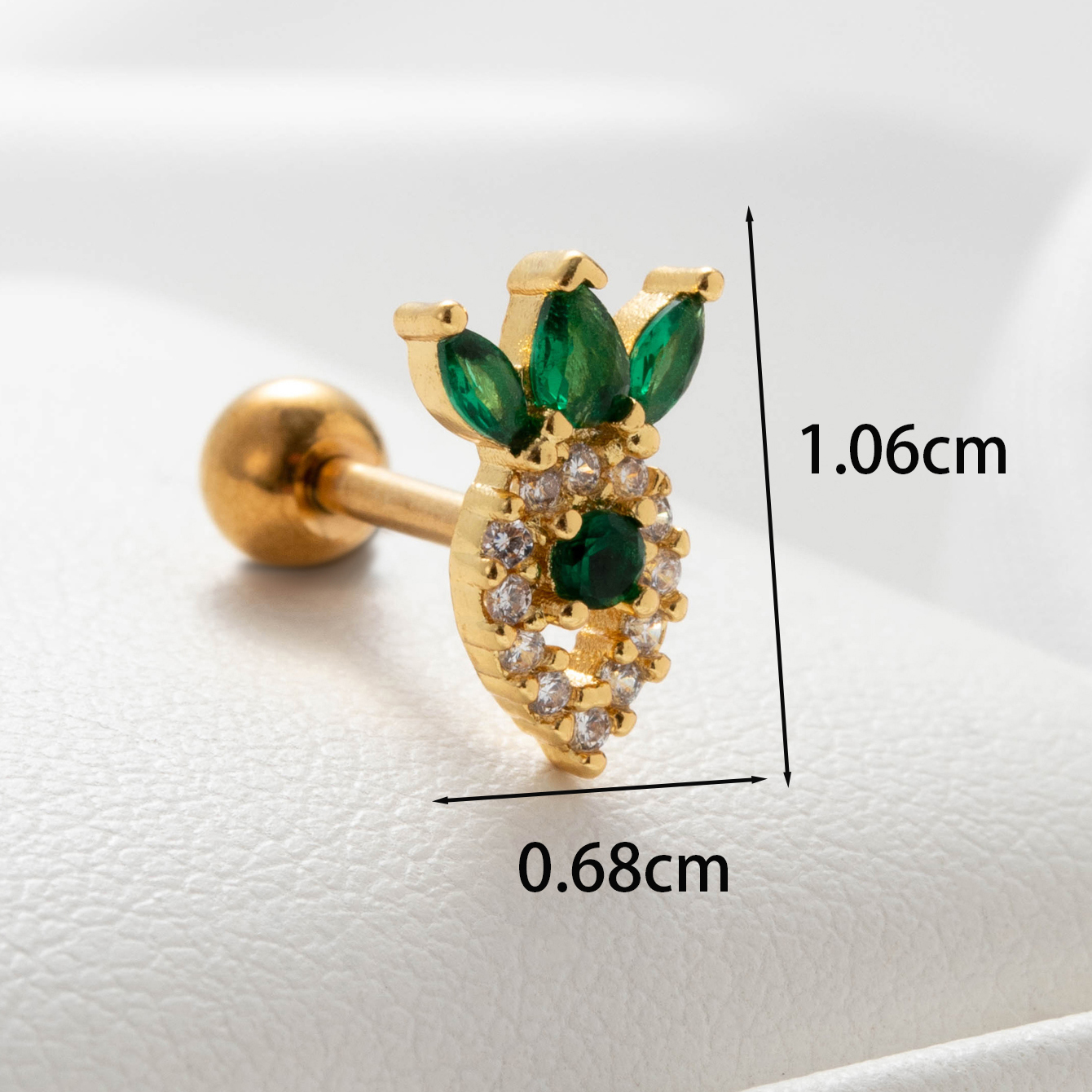 1 Piece Casual Simple Style Maple Leaf Carrot Flower Plating Inlay Copper Zircon Ear Studs display picture 2
