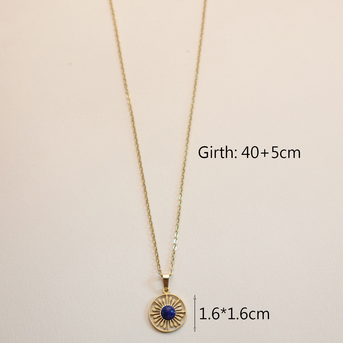 304 Stainless Steel 18K Gold Plated Retro Inlay Square Moon Oval Natural Stone Zircon Pendant Necklace display picture 20