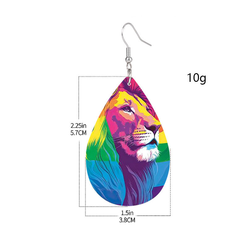 1 Pair Retro Streetwear Lion Pu Leather Silver Plated Drop Earrings display picture 1