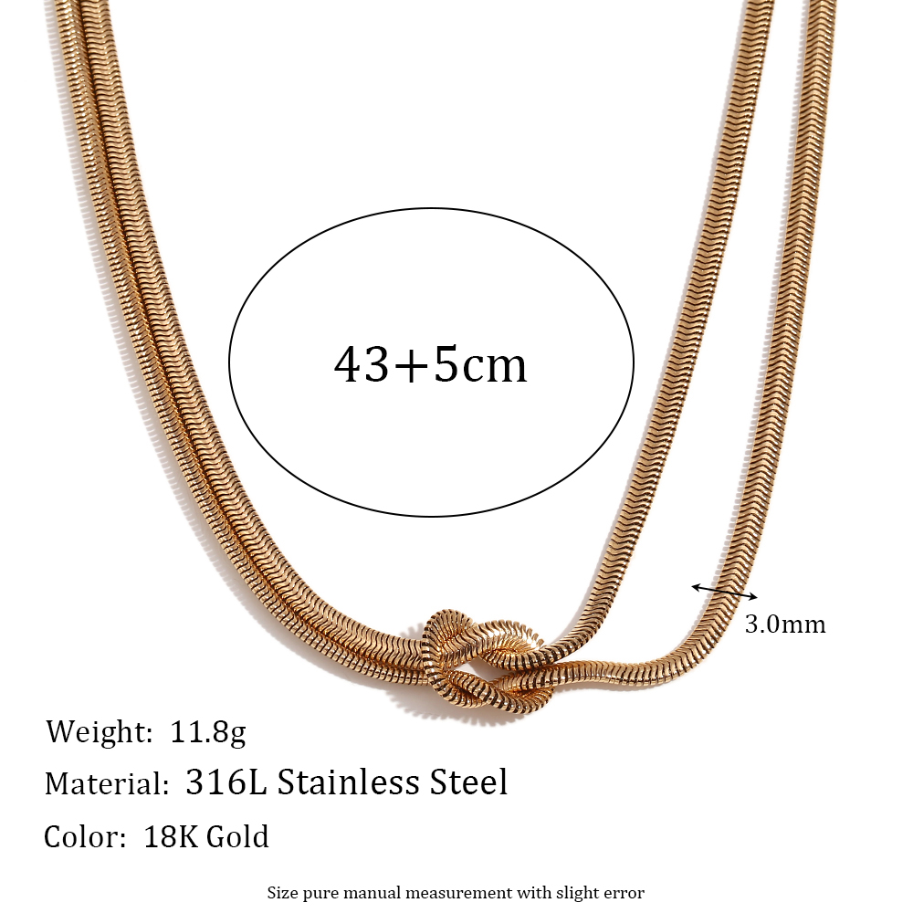 304 Stainless Steel 18K Gold Plated Simple Style Classic Style Knot Necklace display picture 2