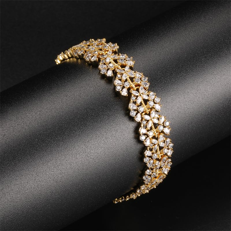 Brass 18K Gold Plated Casual Classic Style Plating Inlay Round Zircon Tennis Bracelet display picture 1