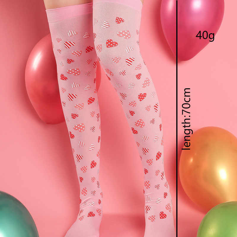 Women's Sweet Heart Shape Polyester Printing And Dyeing Printing Soft Over The Knee Socks A Pair display picture 1