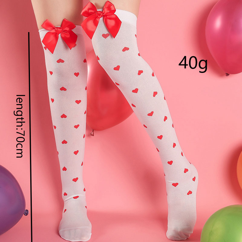 Women's Sweet Heart Shape Polyester Printing And Dyeing Printing Soft Over The Knee Socks A Pair display picture 2