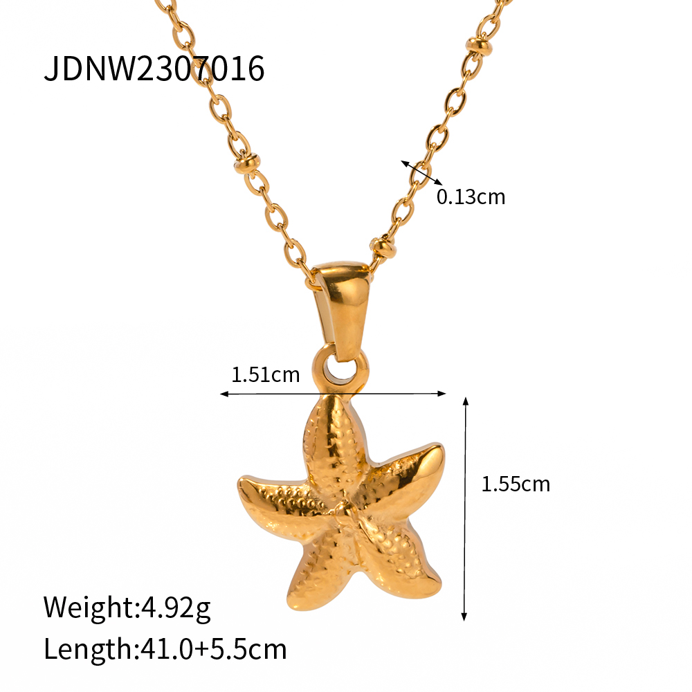 Acero Inoxidable 304 Chapados en oro de 18k Estilo Simple Estilo Clásico Enchapado Estrella De Mar Collar Colgante display picture 1