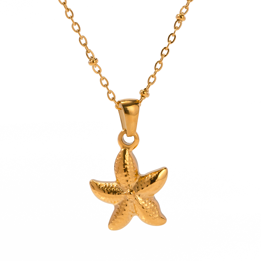 Acero Inoxidable 304 Chapados en oro de 18k Estilo Simple Estilo Clásico Enchapado Estrella De Mar Collar Colgante display picture 5