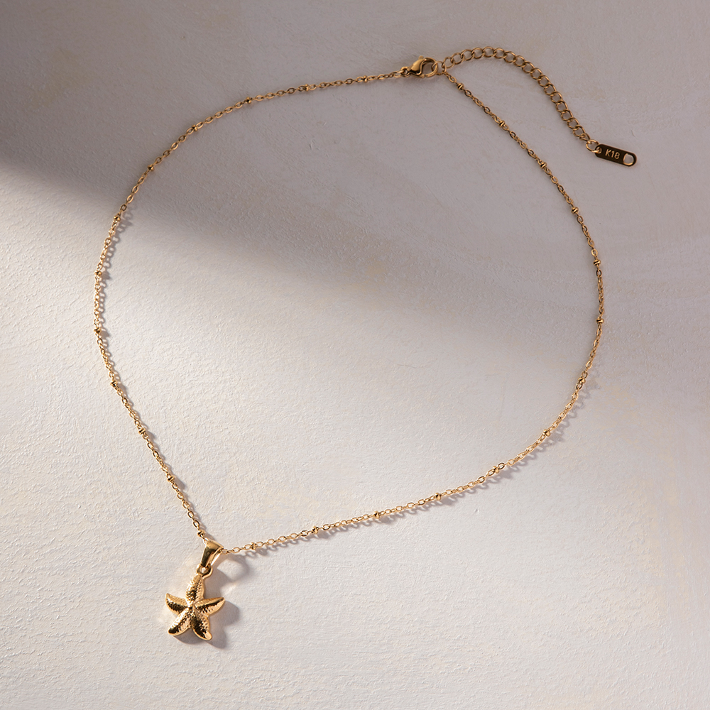 Edelstahl 304 18 Karat Vergoldet Einfacher Stil Klassischer Stil Überzug Seestern Halskette Mit Anhänger display picture 9