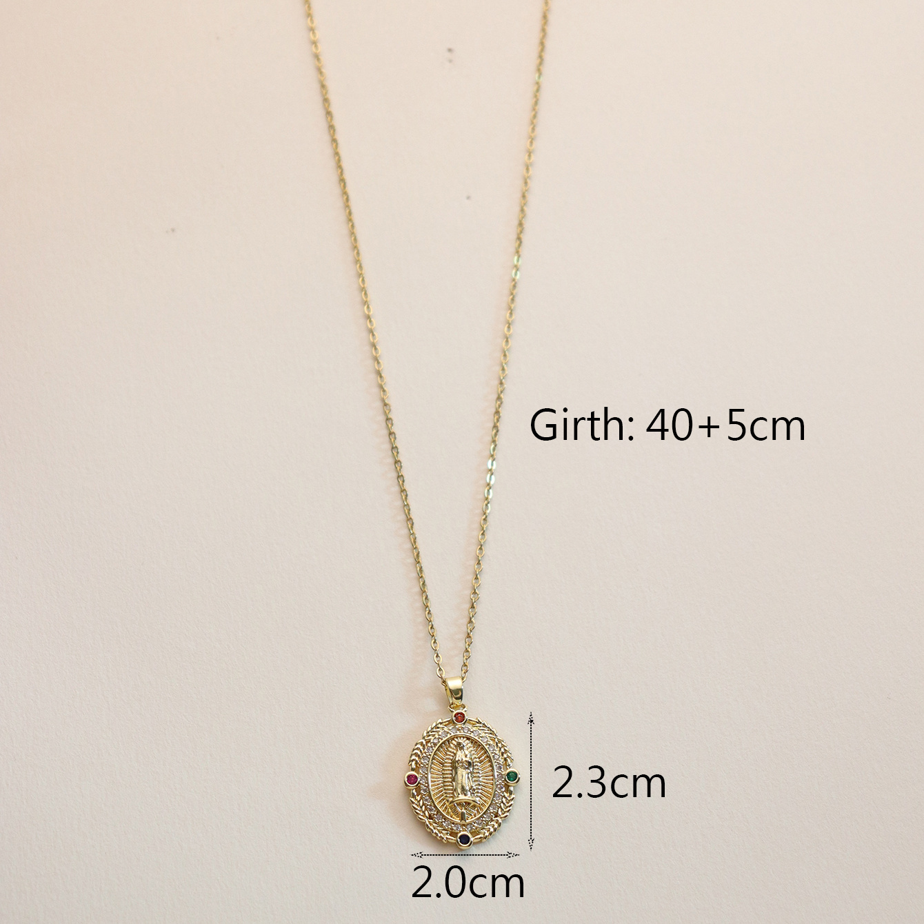Wholesale IG Style Human Madonna Of The Yarnwinder 304 Stainless Steel Copper Inlay 18K Gold Plated Zircon Pendant Necklace display picture 25