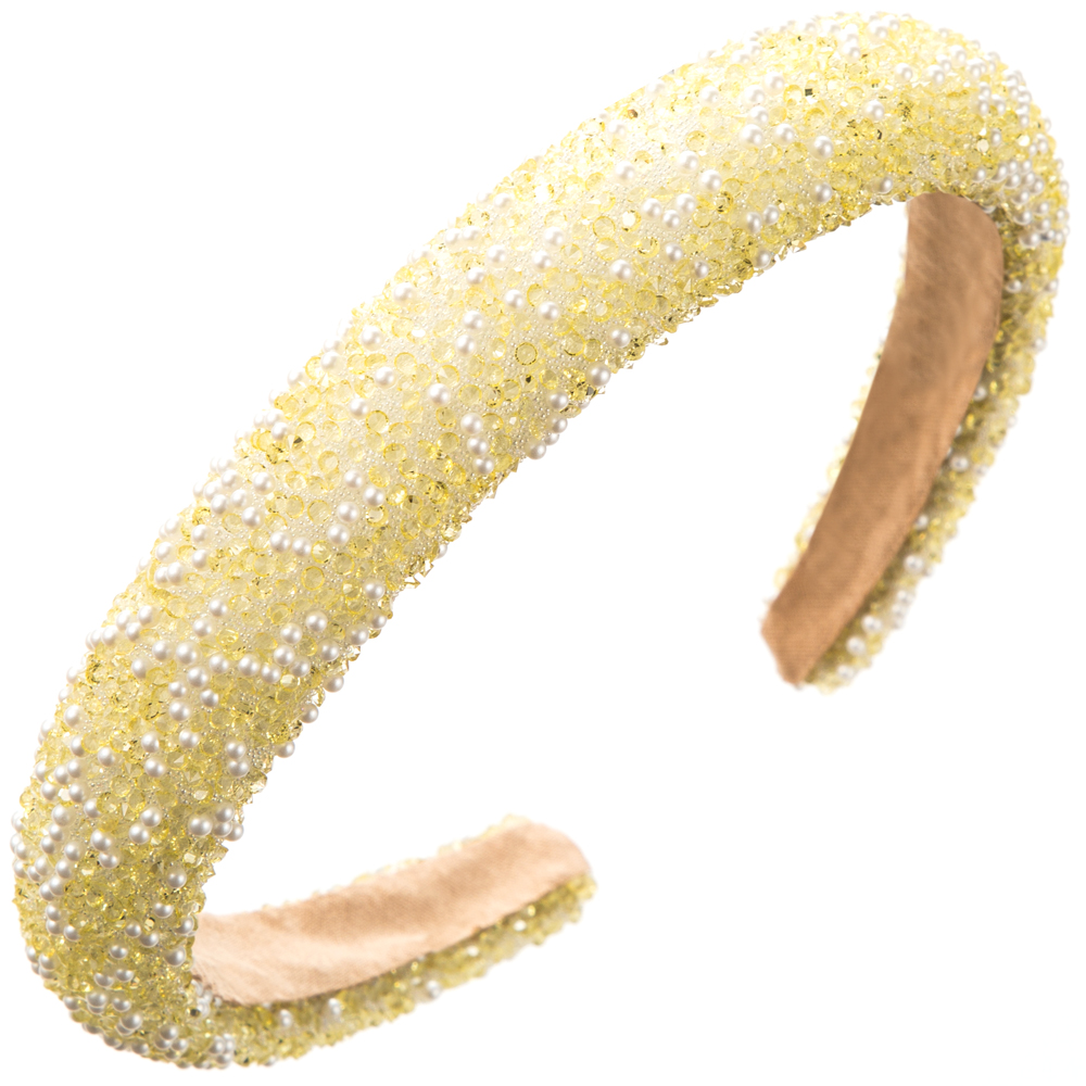 Women's Cute Sweet Classic Style Solid Color Sponge Inlay Rhinestones Pearl Hair Band display picture 8