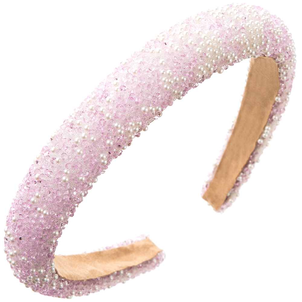 Women's Cute Sweet Classic Style Solid Color Sponge Inlay Rhinestones Pearl Hair Band display picture 7