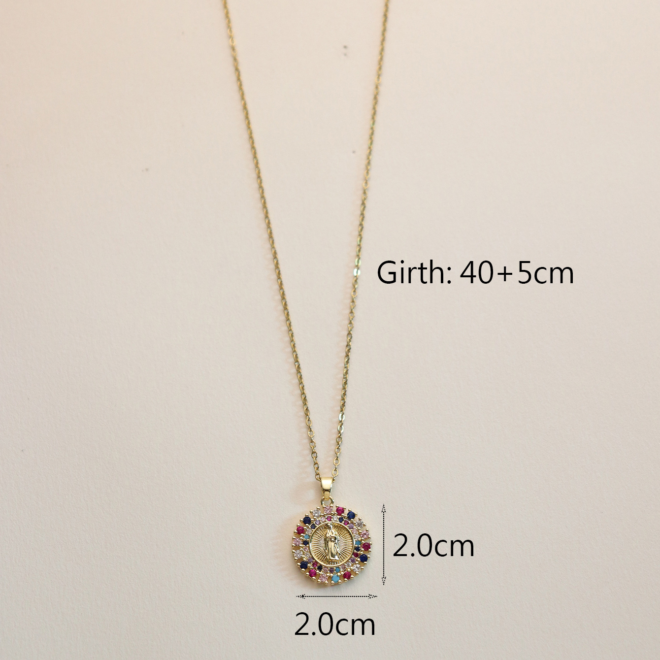 Wholesale IG Style Human Madonna Of The Yarnwinder 304 Stainless Steel Copper Inlay 18K Gold Plated Zircon Pendant Necklace display picture 29