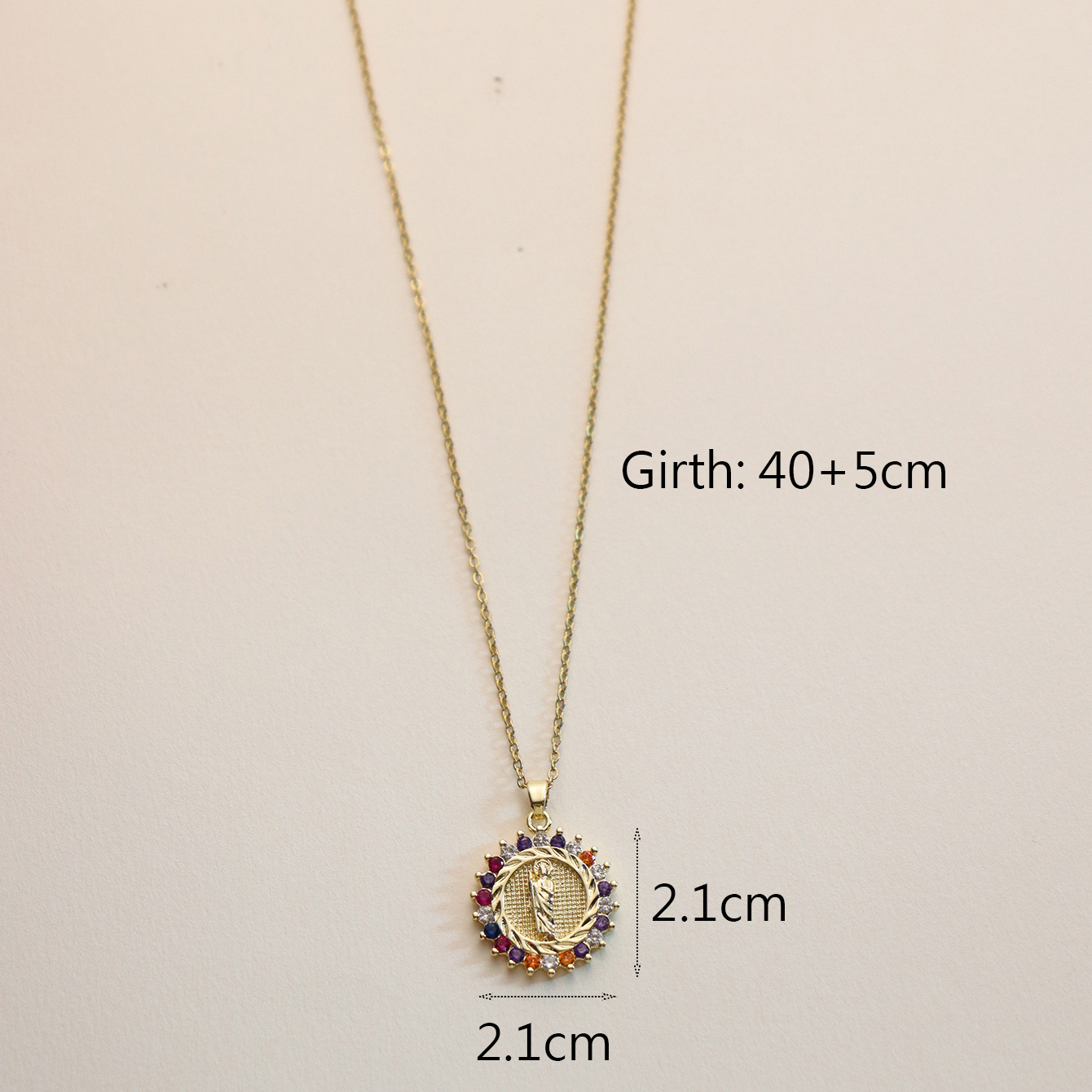 Wholesale IG Style Human Madonna Of The Yarnwinder 304 Stainless Steel Copper Inlay 18K Gold Plated Zircon Pendant Necklace display picture 33