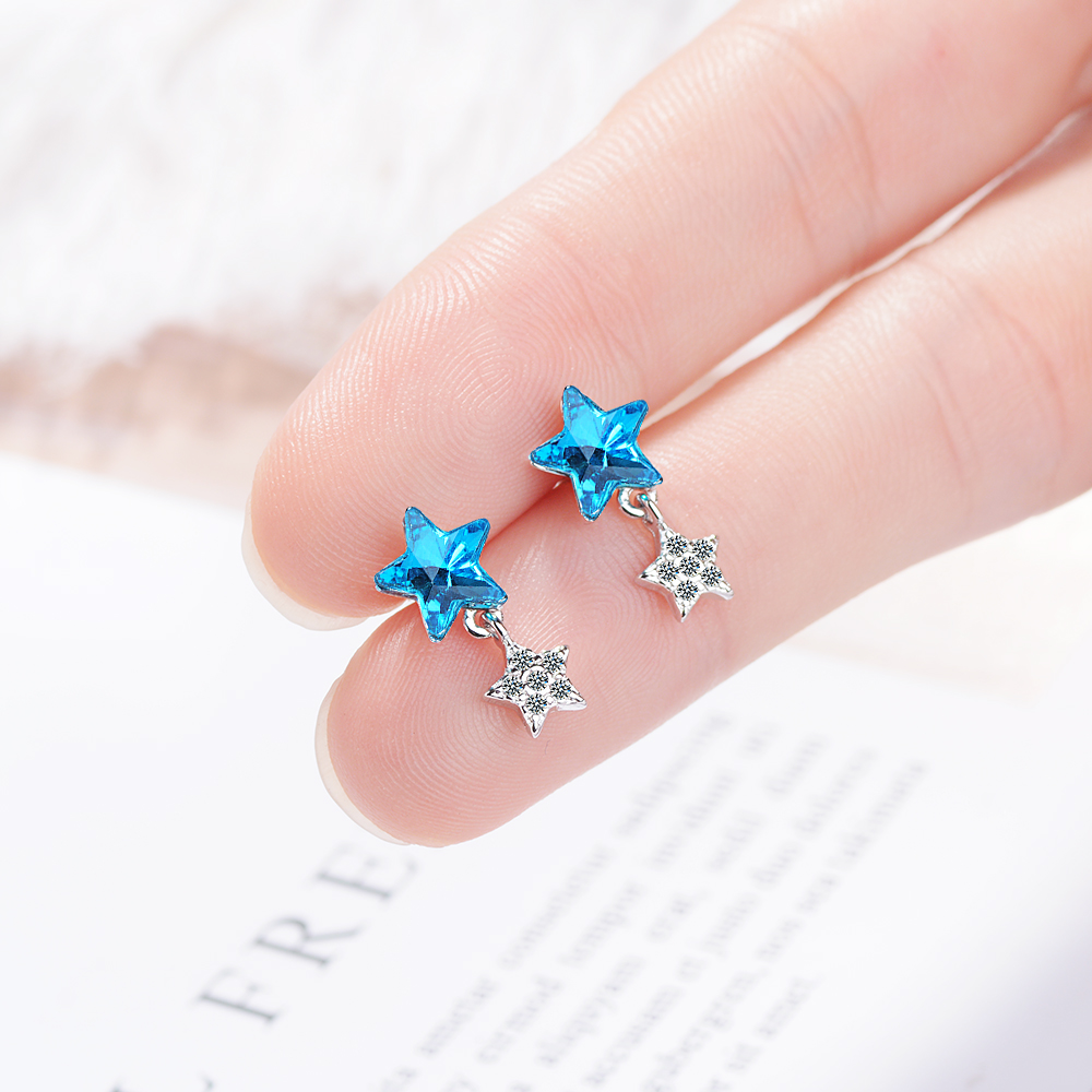 1 Pair Elegant Lady Modern Style Star Inlay Copper Artificial Crystal Zircon Ear Studs display picture 6