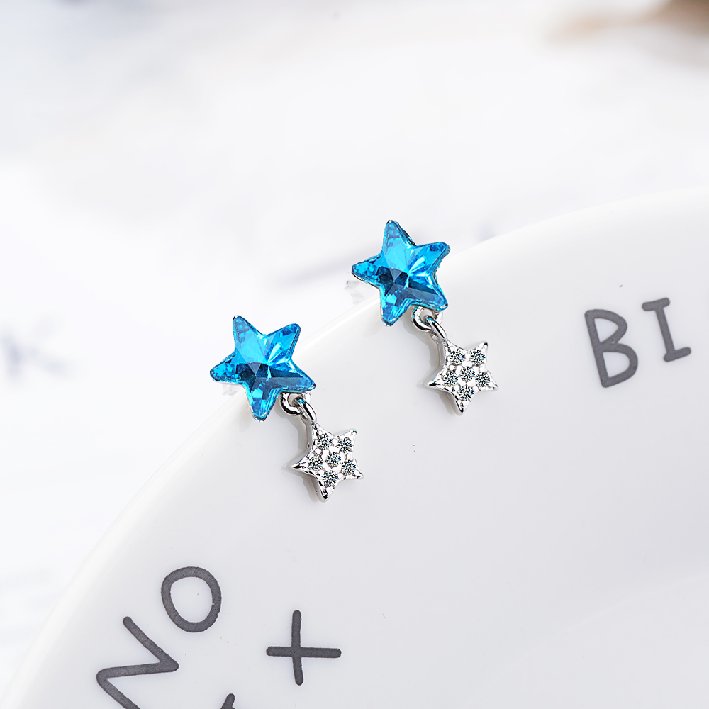 1 Pair Elegant Lady Modern Style Star Inlay Copper Artificial Crystal Zircon Ear Studs display picture 7