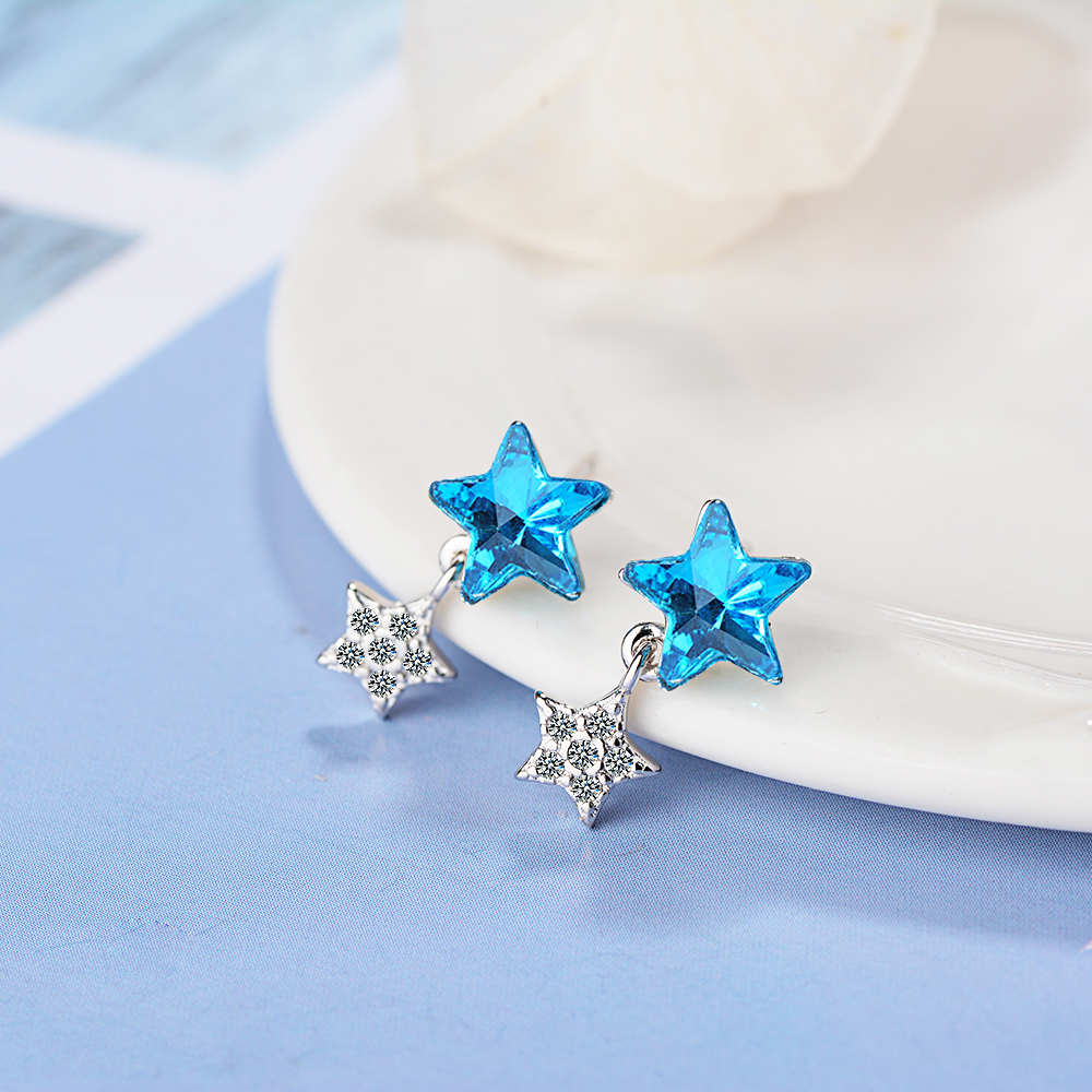 1 Pair Elegant Lady Modern Style Star Inlay Copper Artificial Crystal Zircon Ear Studs display picture 3