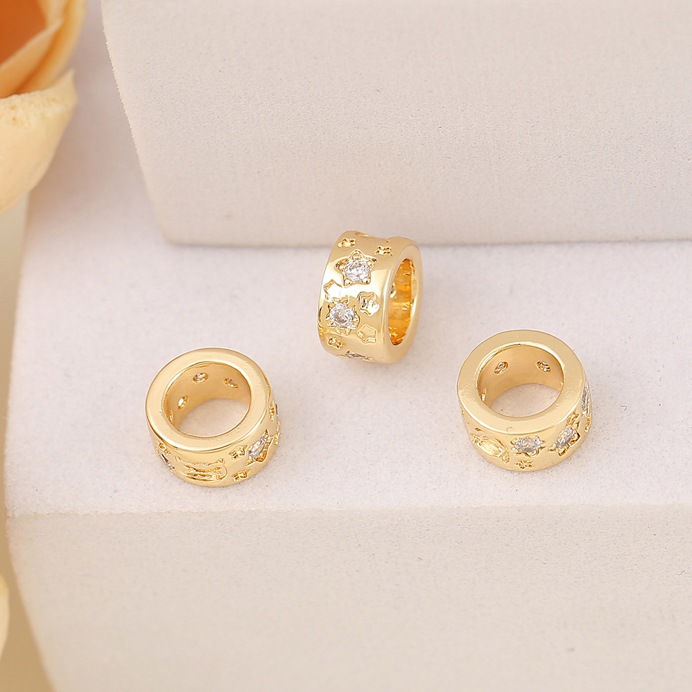 1 Piece 7.5*4.5mm 5mm Copper Zircon 18K Gold Plated Round Star Polished Beads Spacer Bars display picture 6