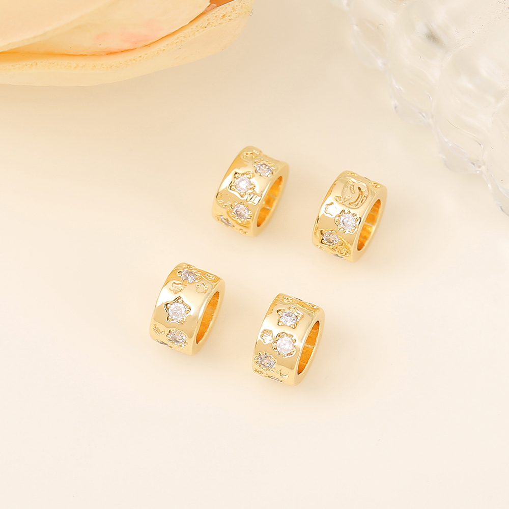1 Piece 7.5*4.5mm 5mm Copper Zircon 18K Gold Plated Round Star Polished Beads Spacer Bars display picture 5