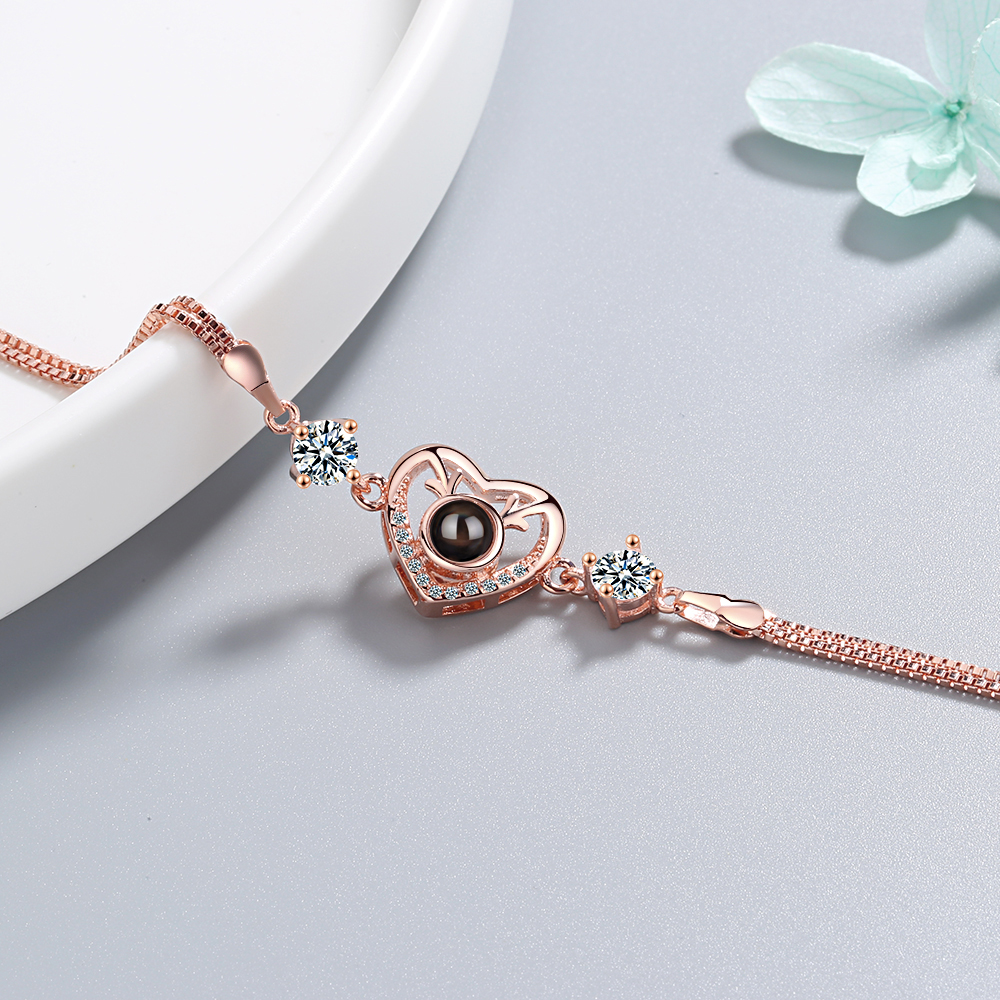 Copper IG Style Elegant Lady Plating Inlay Heart Shape Rhinestones Zircon Bracelets display picture 2