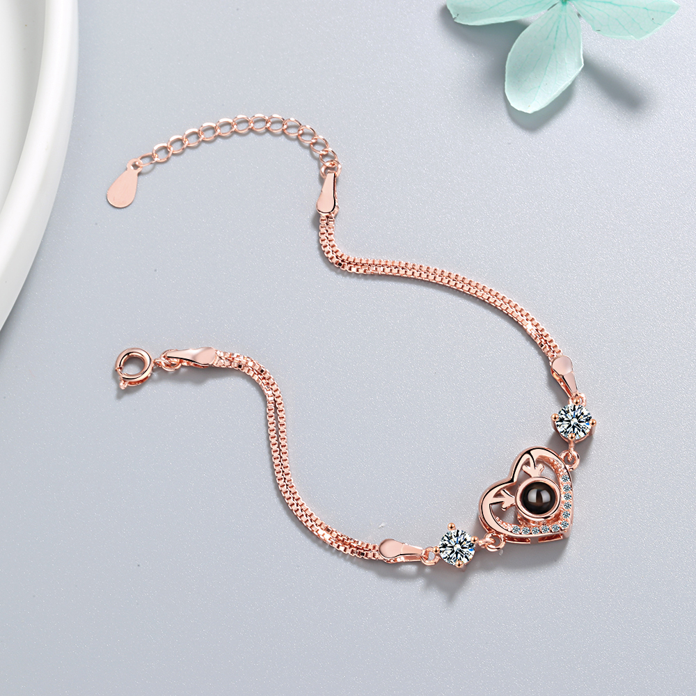 Copper IG Style Elegant Lady Plating Inlay Heart Shape Rhinestones Zircon Bracelets display picture 6