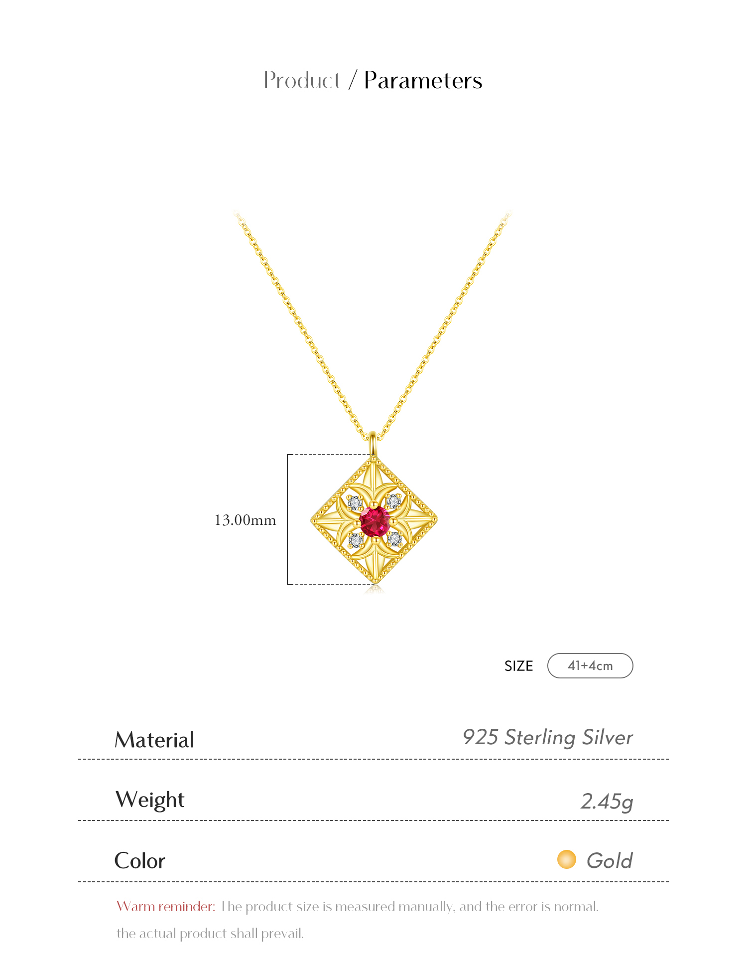 Sterling Silver 14K Gold Plated Retro Luxurious Plating Inlay Square Flower Zircon Pendant Necklace display picture 3