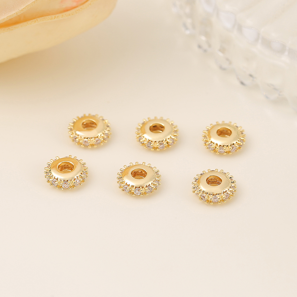 1 Piece 8.5 * 3mm 3mm Copper Zircon 18K Gold Plated Round Polished Beads Spacer Bars display picture 1