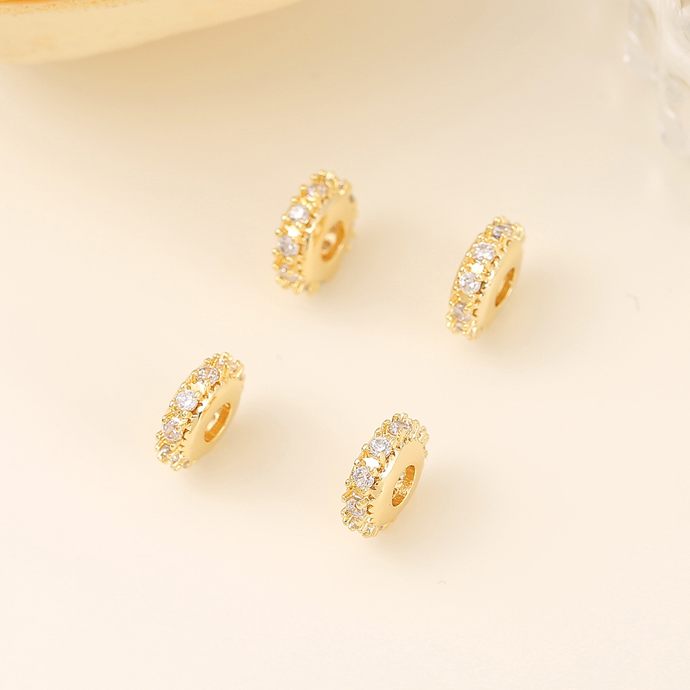 1 Piece 8.5 * 3mm 3mm Copper Zircon 18K Gold Plated Round Polished Beads Spacer Bars display picture 4
