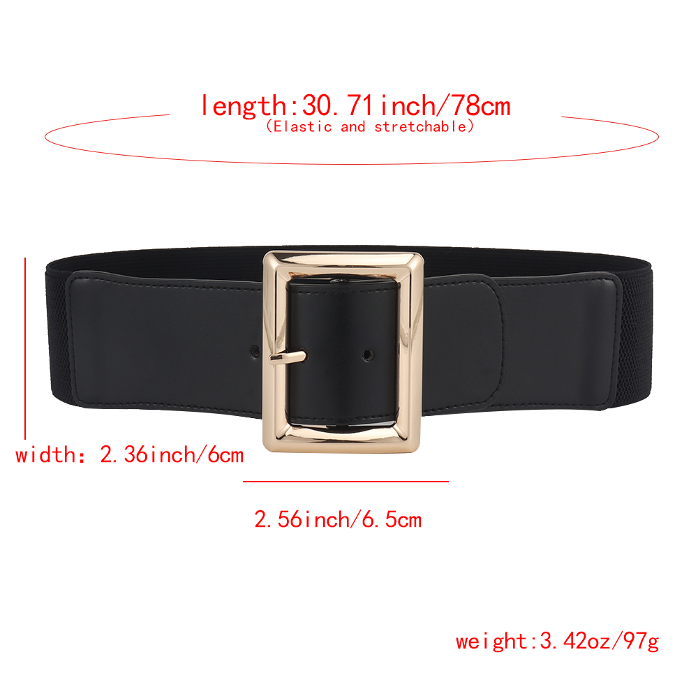 Simple Style Solid Color Pu Leather Elastic Band Metal Button Women's Woven Belts display picture 2