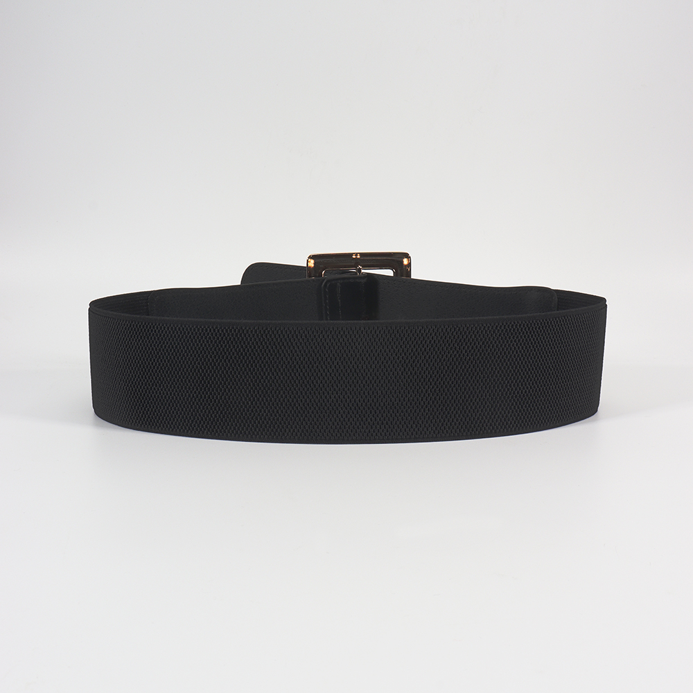 Simple Style Solid Color Pu Leather Elastic Band Metal Button Women's Woven Belts display picture 4