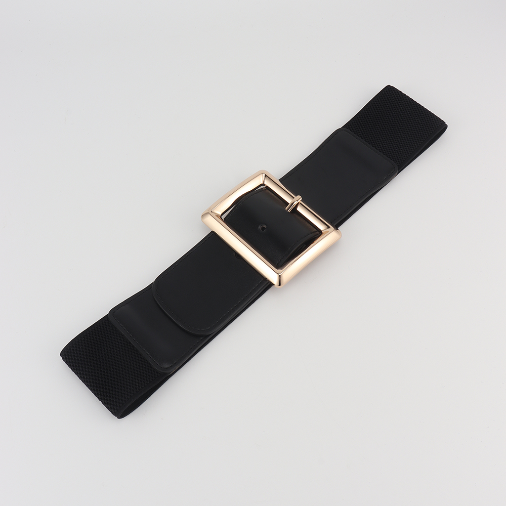 Simple Style Solid Color Pu Leather Elastic Band Metal Button Women's Woven Belts display picture 5