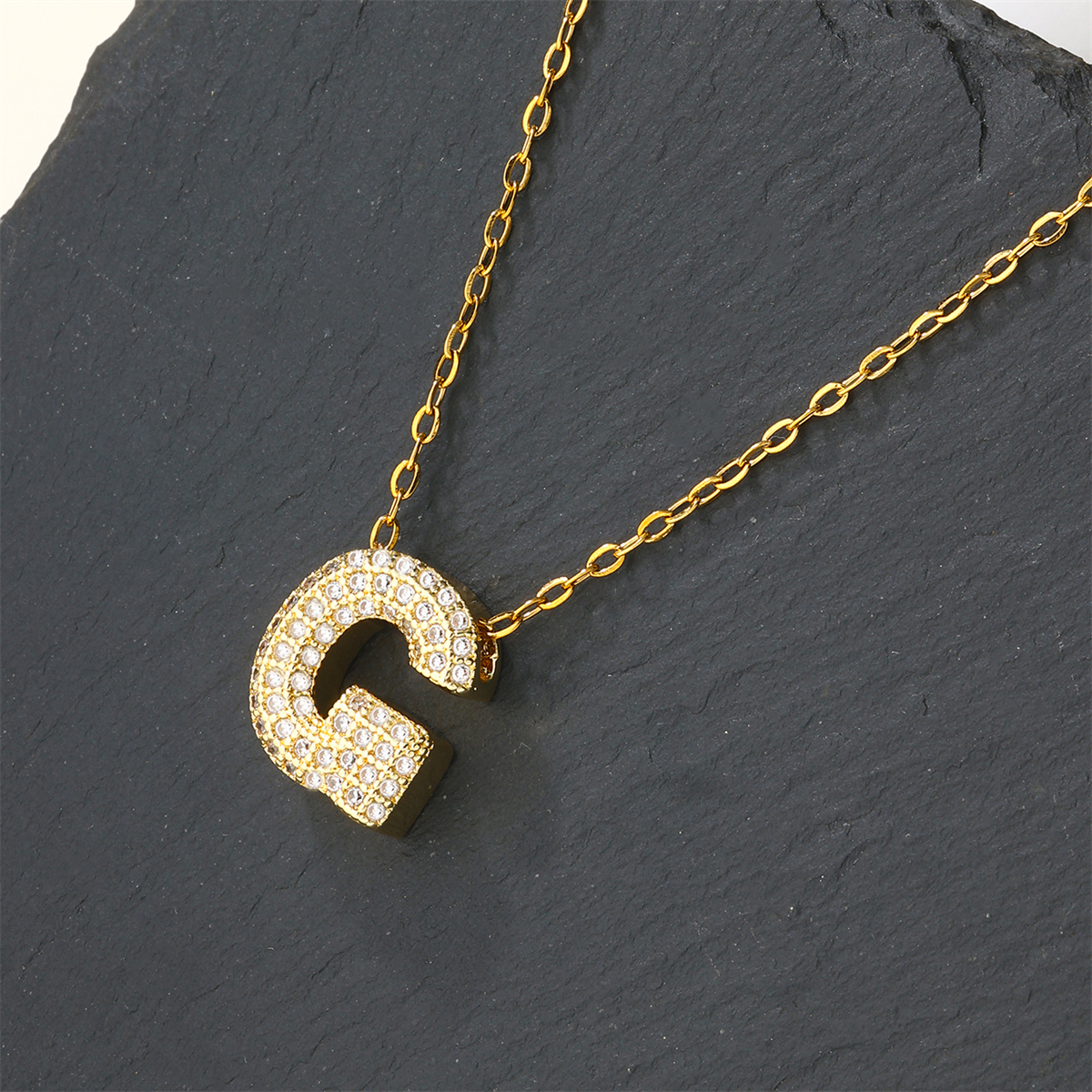 Cobre Chapados en oro de 18k Casual Estilo Simple Embutido Letra Circón Collar Colgante display picture 11