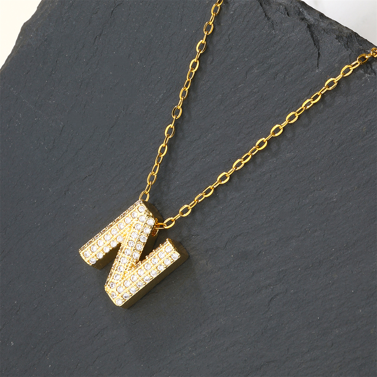Copper 18K Gold Plated Casual Simple Style Inlay Letter Zircon Pendant Necklace display picture 15