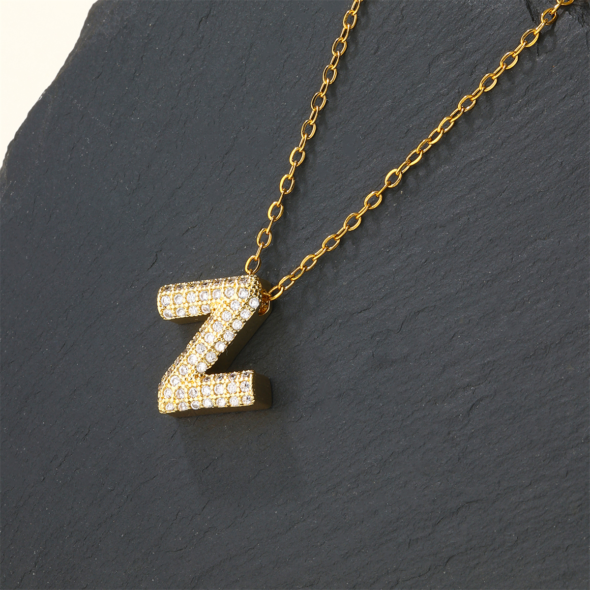 Copper 18K Gold Plated Casual Simple Style Inlay Letter Zircon Pendant Necklace display picture 25