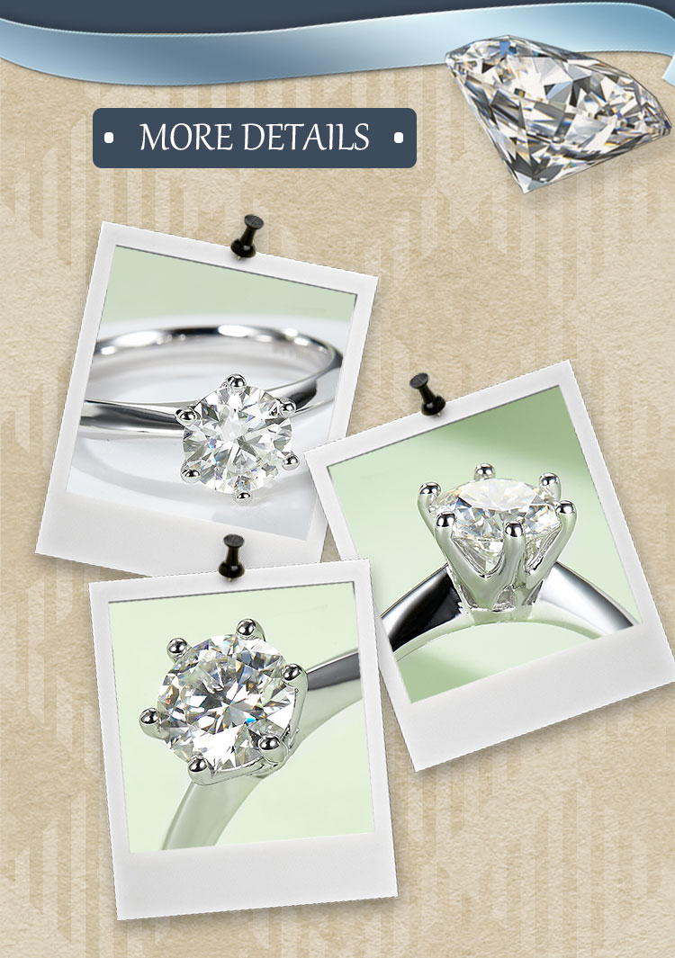 الفضة الاسترليني أنيق شهادة GRA تصفيح ترصيع مستدير الماس المزروع في المختبر مويسانيتي خواتم display picture 3