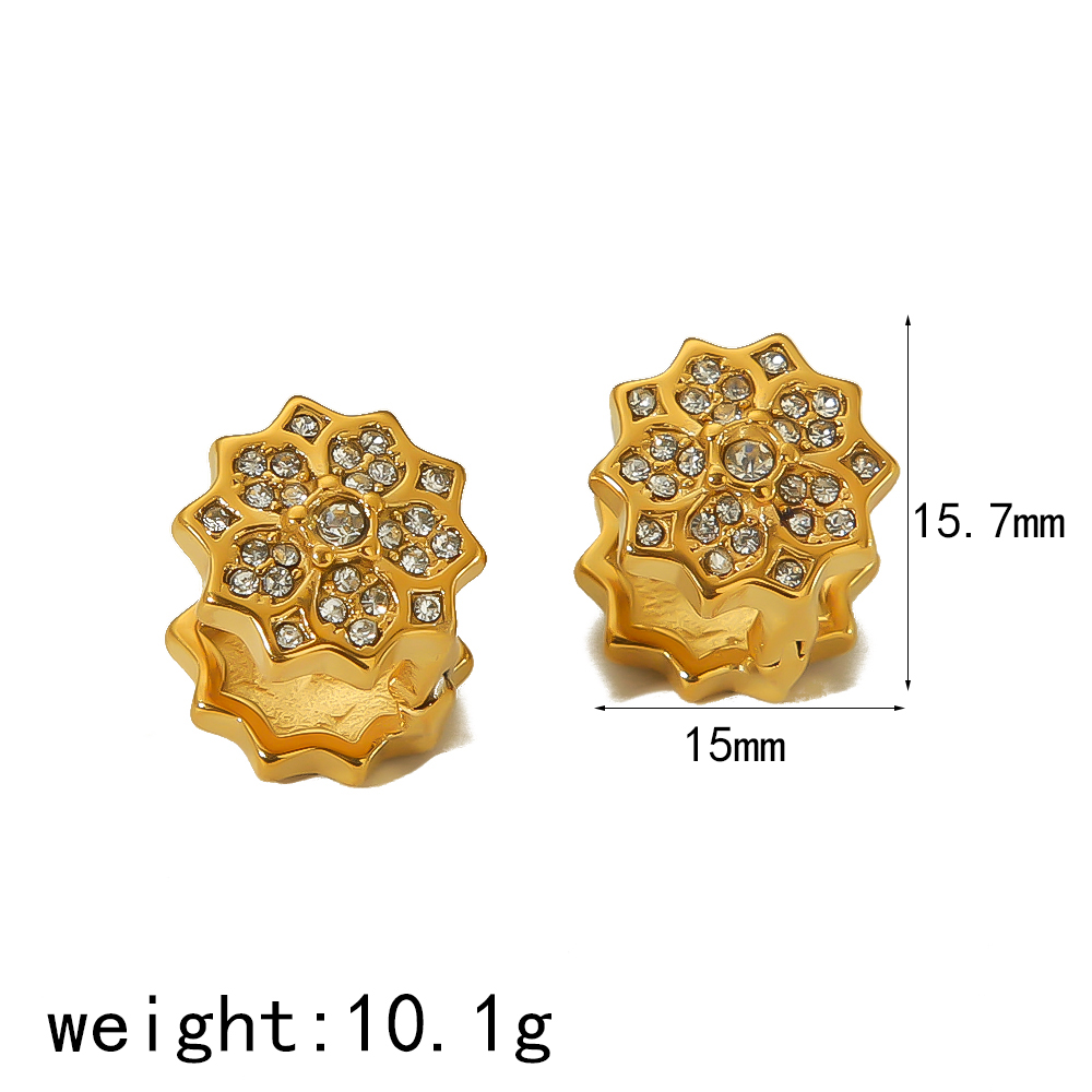 1 Pair Simple Style Classic Style Apple Lotus Polishing Plating Inlay 304 Stainless Steel Zircon 18K Gold Plated Earrings display picture 4